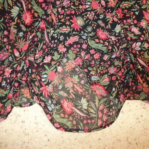 Brand New Sundance Black Iris Skirt PXS Black Floral Elastic Waist - Picture 7 of 15